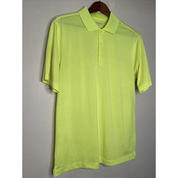 Nike Golf Tour Performance Dri Fit Polo Shirt Neon Yellow Striped Mens Small - Picture 2 of 6
